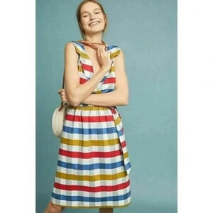 Anthropologie Maeve Cricket Club Gingham Plaid Knee Length Dress 2